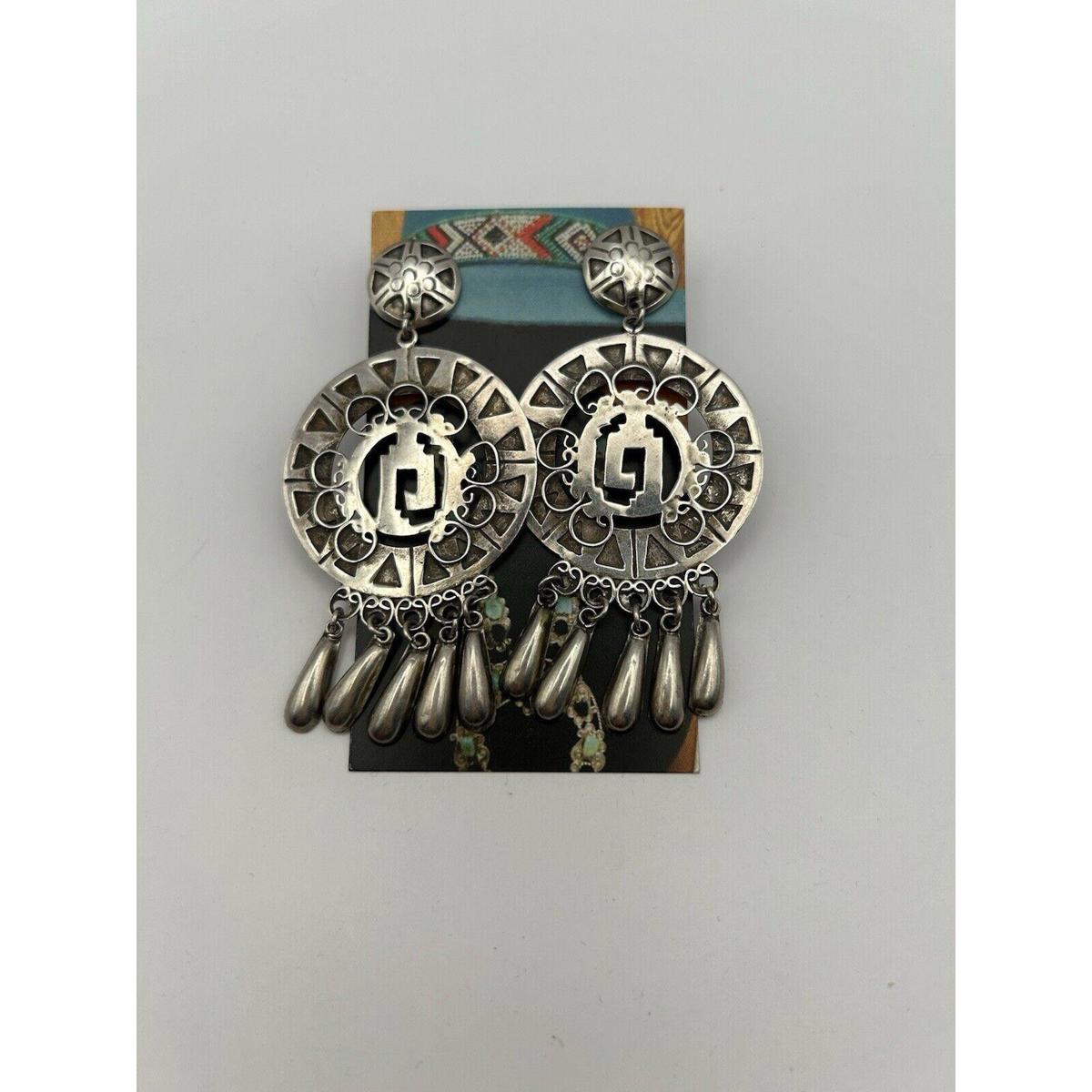 Very Large Vintage Mexican Sterling Silver Chandelier Earrings!